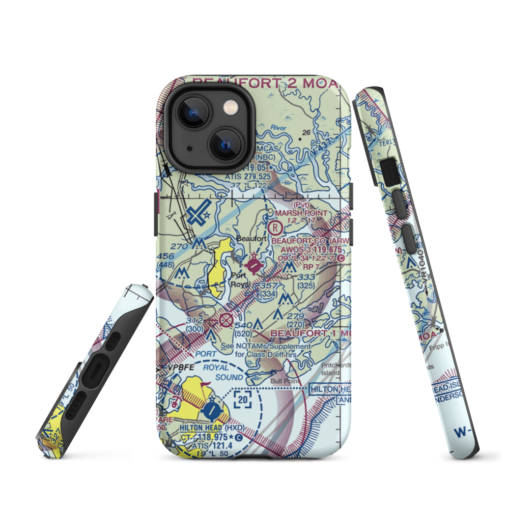 Beaufort County Airport (ARW) VFR Sectional  Tough iPhone Case iPhone 14 model shown