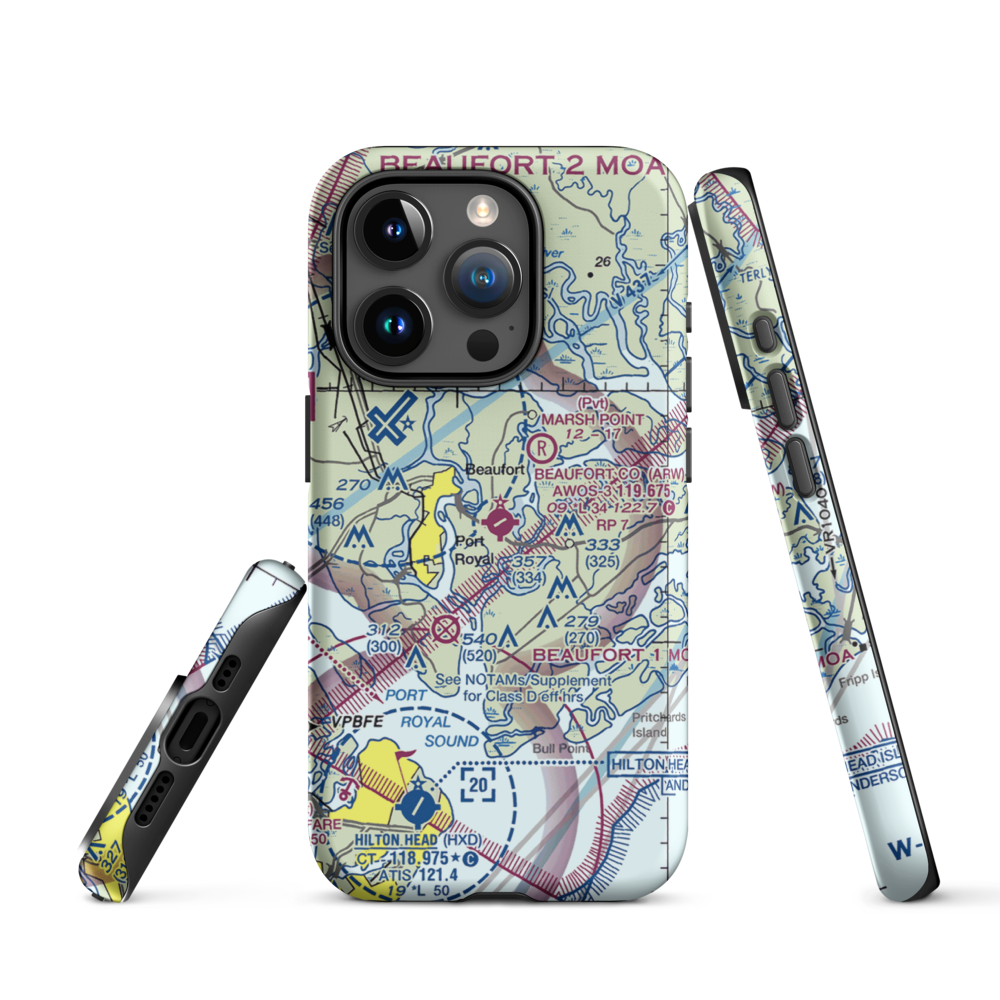 Beaufort County Airport (ARW) VFR Sectional  Tough iPhone Case iPhone 15 Pro model shown