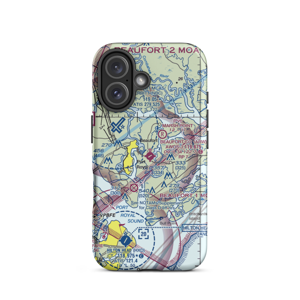 Beaufort County Airport (ARW) VFR Sectional  Tough iPhone Case iPhone 16 model shown