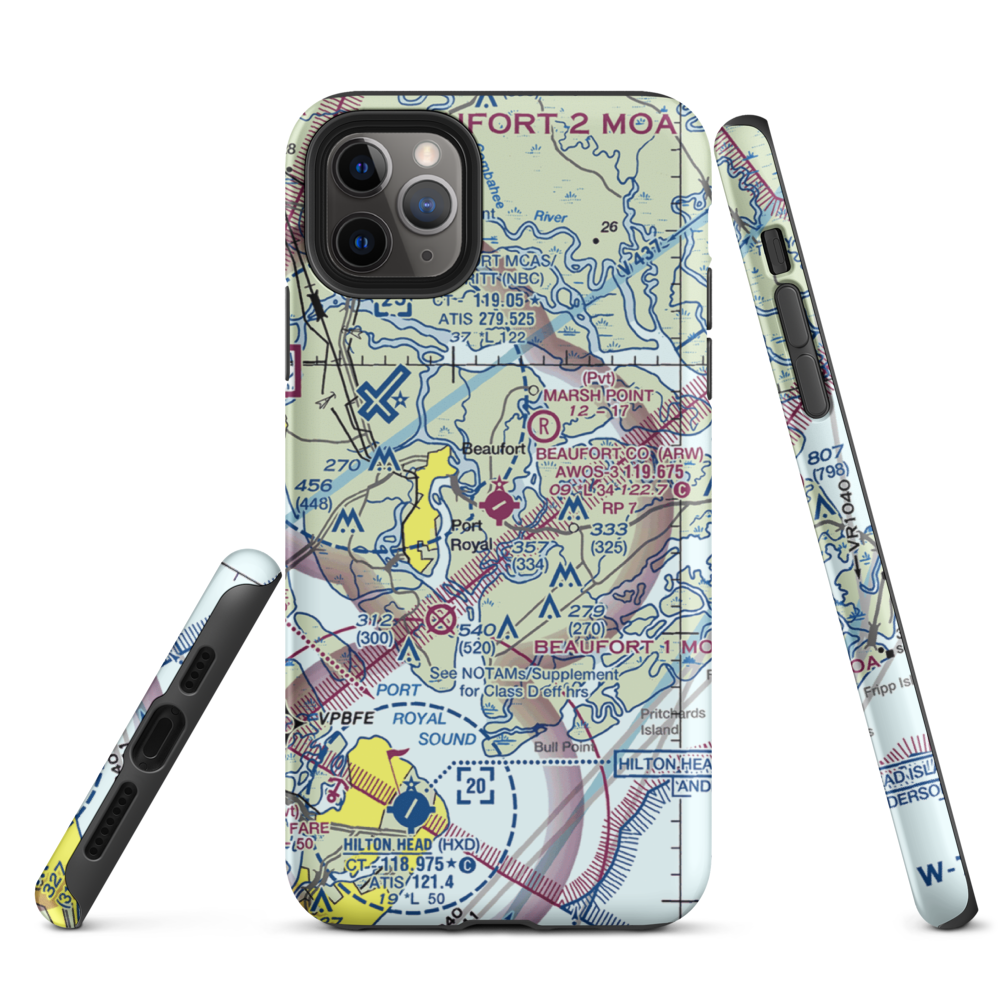 Beaufort County Airport (ARW) VFR Sectional  Tough iPhone Case iPhone 11 Pro Max model shown
