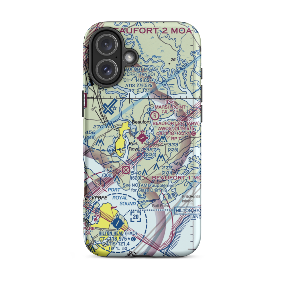Beaufort County Airport (ARW) VFR Sectional  Tough iPhone Case iPhone 16 Plus model shown