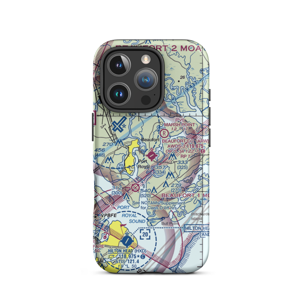 Beaufort County Airport (ARW) VFR Sectional  Tough iPhone Case iPhone 16 Pro model shown