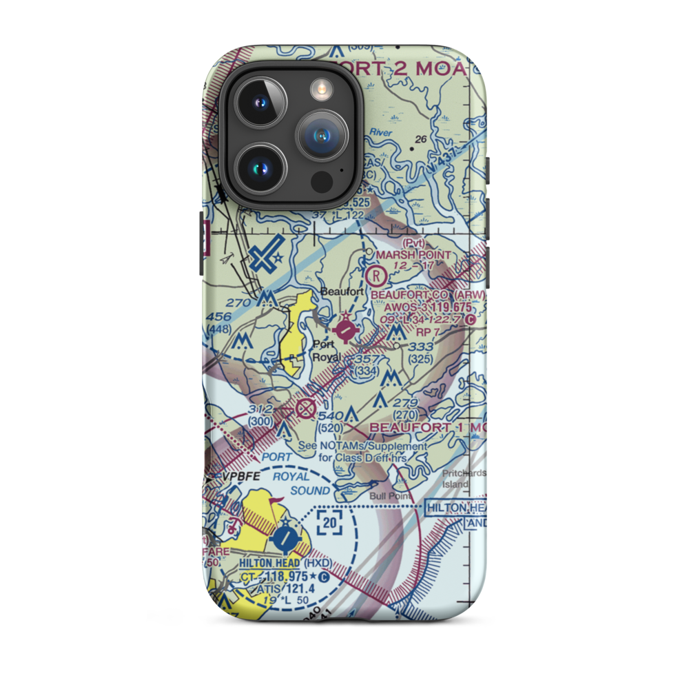 Beaufort County Airport (ARW) VFR Sectional  Tough iPhone Case iPhone 16 Pro Max model shown