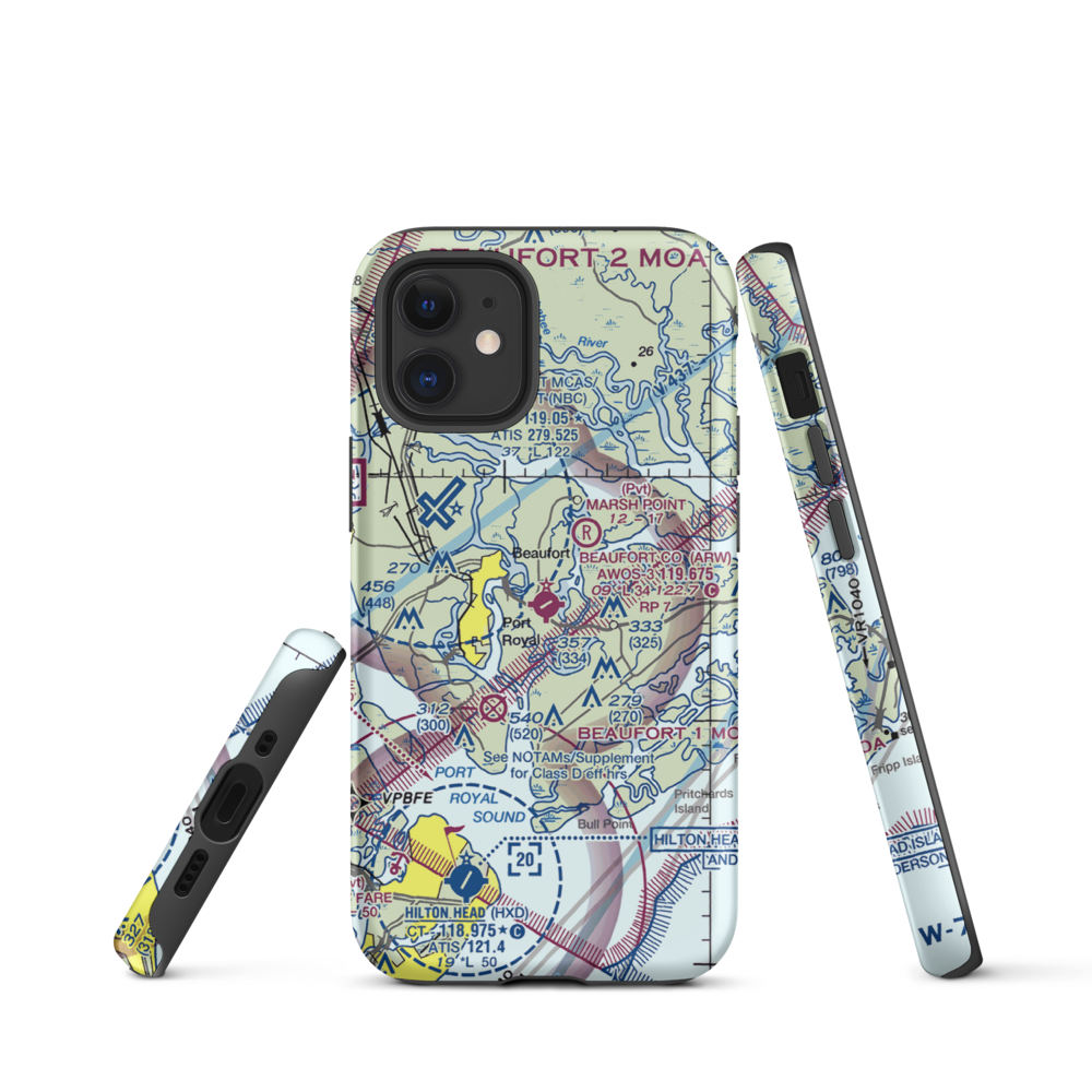 Beaufort County Airport (ARW) VFR Sectional  Tough iPhone Case iPhone 12 mini model shown