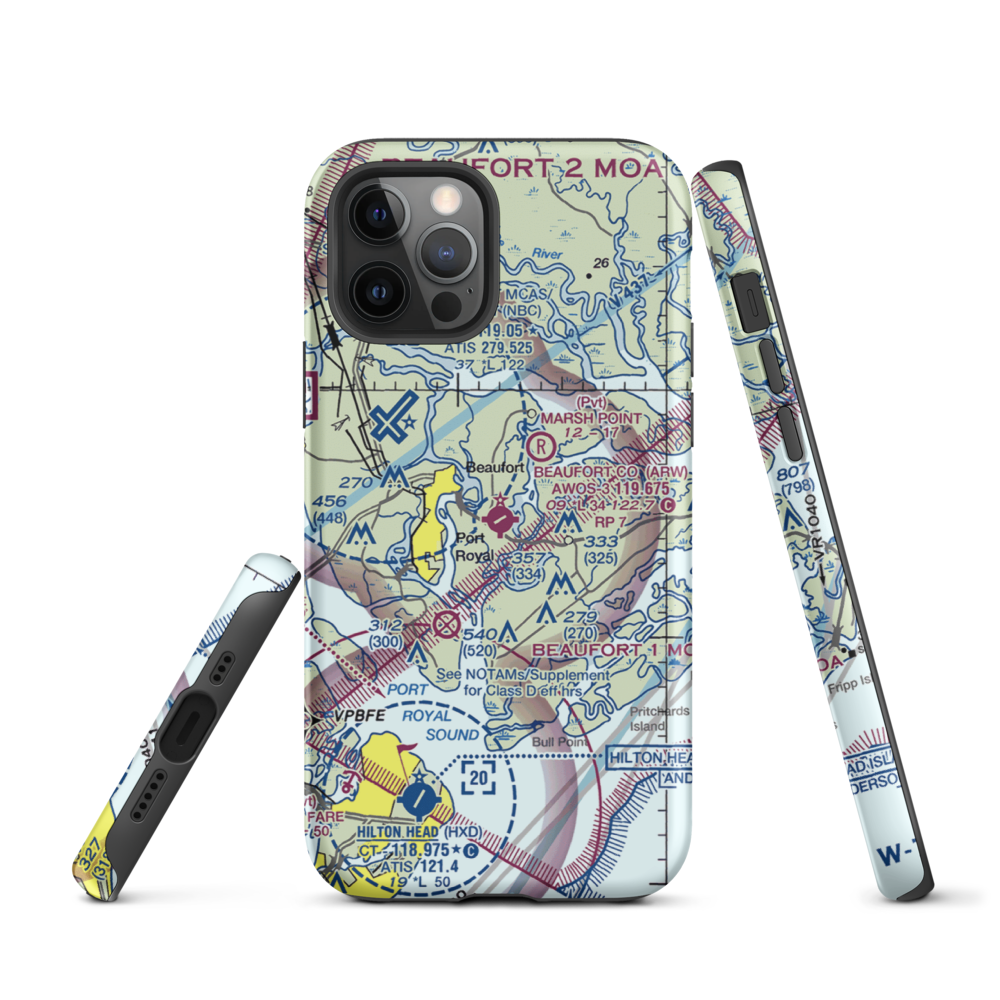 Beaufort County Airport (ARW) VFR Sectional  Tough iPhone Case iPhone 12 Pro model shown