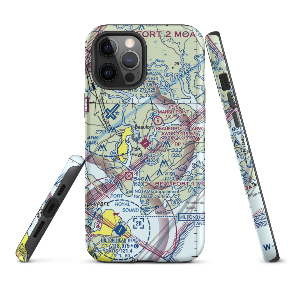 Beaufort County Airport (ARW) VFR Sectional  Tough iPhone Case iPhone 12 Pro Max model shown