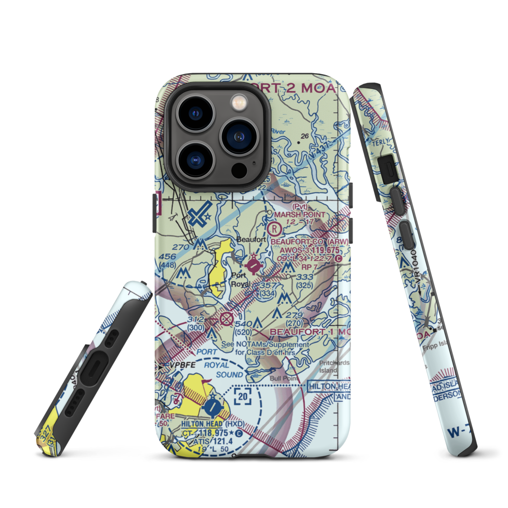 Beaufort County Airport (ARW) VFR Sectional  Tough iPhone Case iPhone 13 Pro model shown