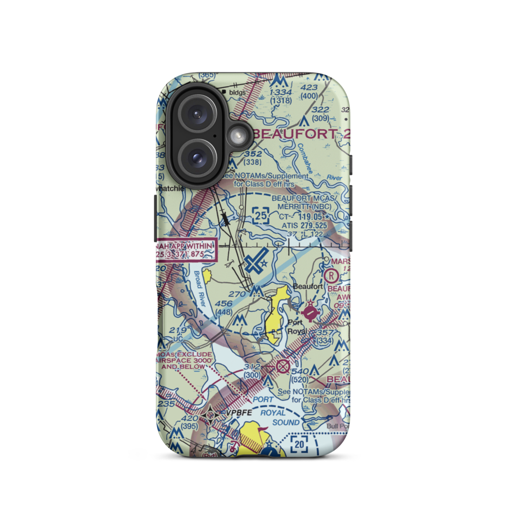 Beaufort MCAS - Merritt Field (NBC) VFR Sectional  Tough iPhone Case iPhone 16 model shown