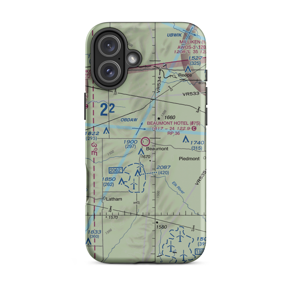 Beaumont Hotel Airport (07S) VFR Sectional  Tough iPhone Case iPhone 16 Plus model shown