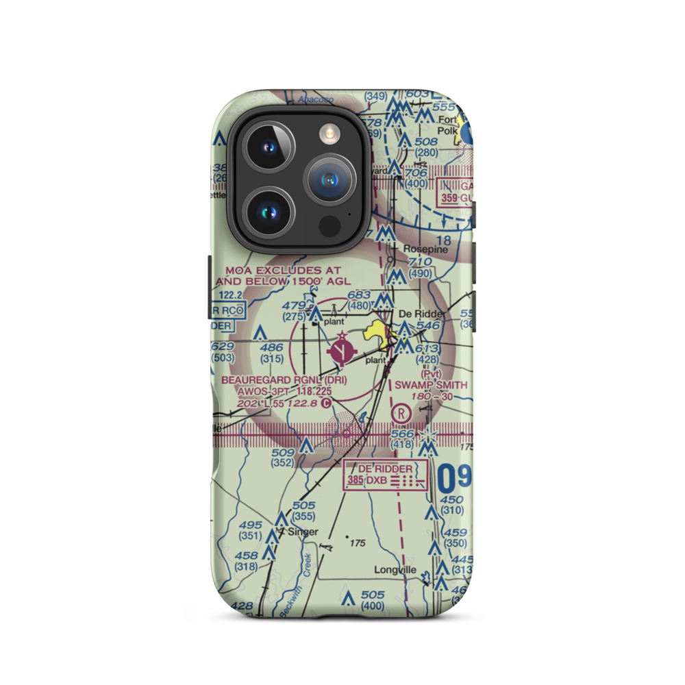 Beauregard Regional Airport (DRI) VFR Sectional  Tough iPhone Case iPhone 16 Pro model shown