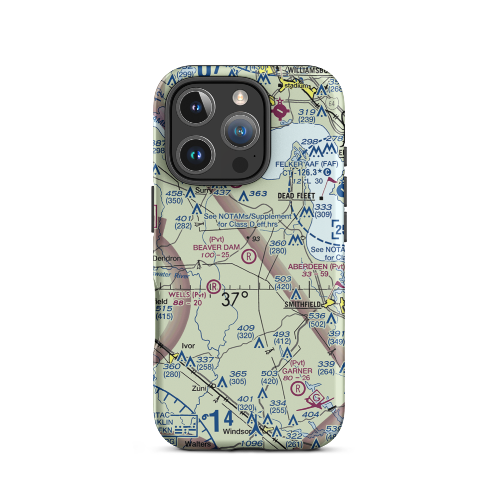Beaver Dam Airpark (VA33) VFR Sectional  Tough iPhone Case iPhone 16 Pro model shown