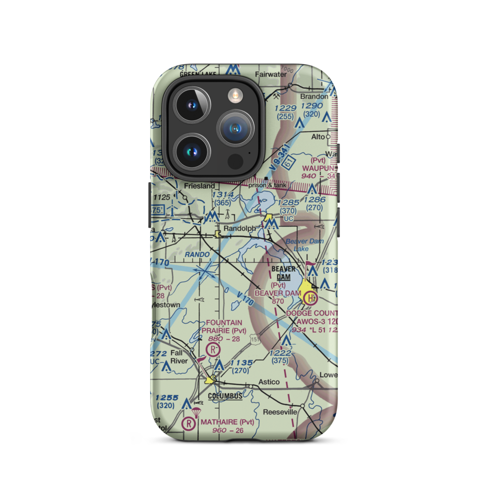 Beaver Dam Lake Seaplane Base (1WI5) VFR Sectional  Tough iPhone Case iPhone 16 Pro model shown