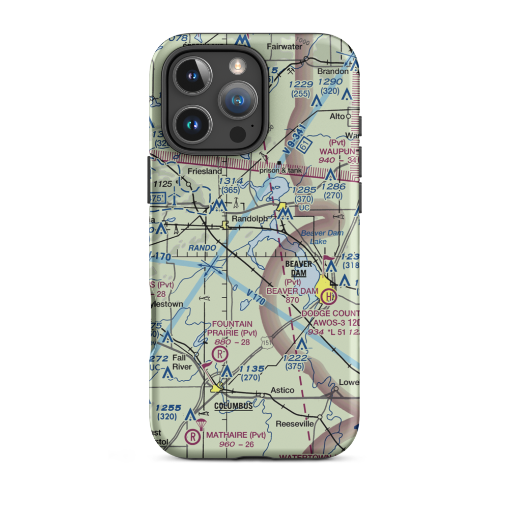 Beaver Dam Lake Seaplane Base (1WI5) VFR Sectional  Tough iPhone Case iPhone 16 Pro Max model shown