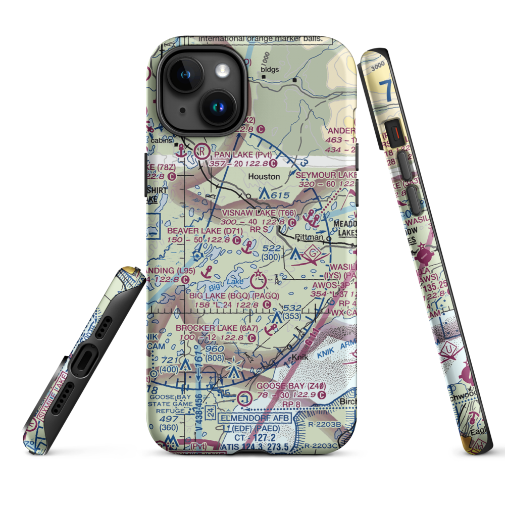 Beaver Lake Seaplane Base (D71) VFR Sectional  Tough iPhone Case iPhone 15 Plus model shown