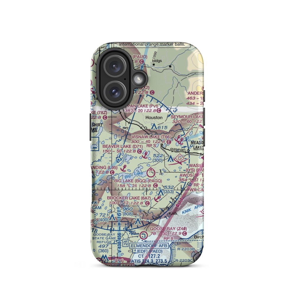 Beaver Lake Seaplane Base (D71) VFR Sectional  Tough iPhone Case iPhone 16 model shown