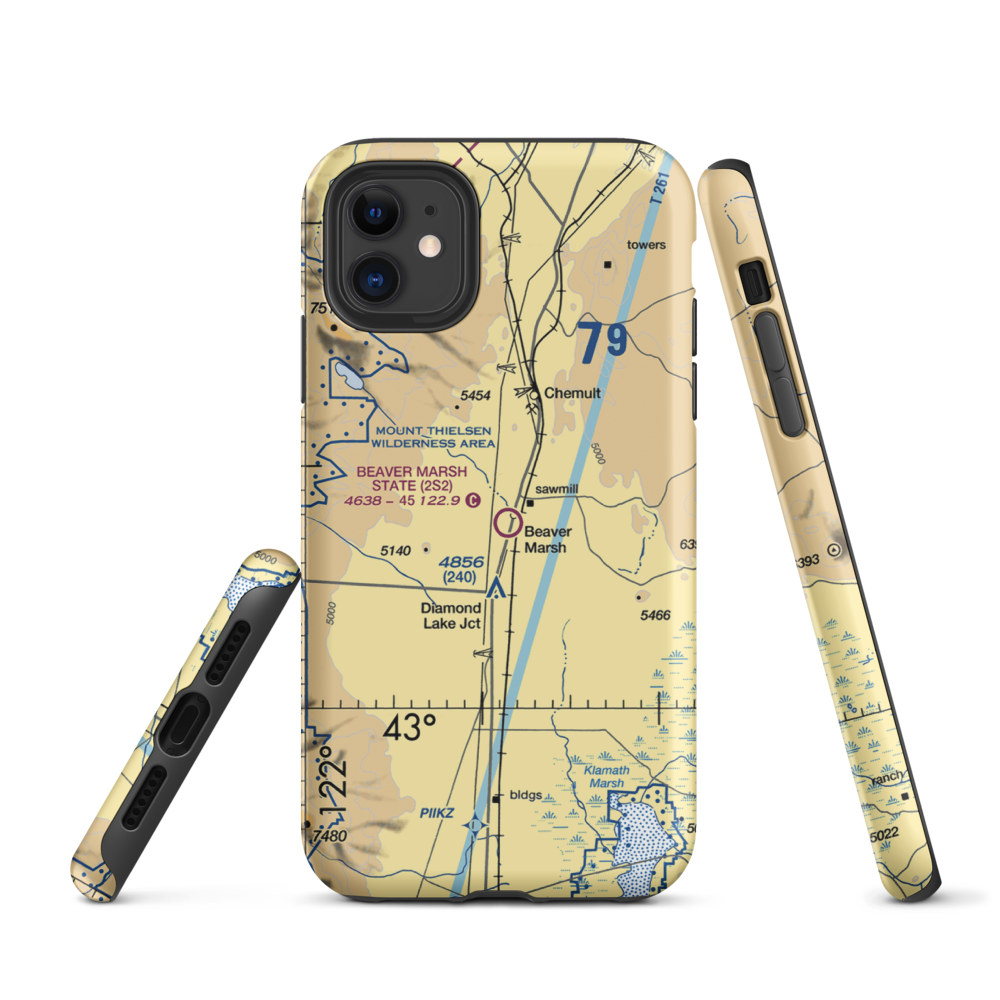 Beaver Marsh State Airport (2S2) VFR Sectional  Tough iPhone Case iPhone 11 model shown