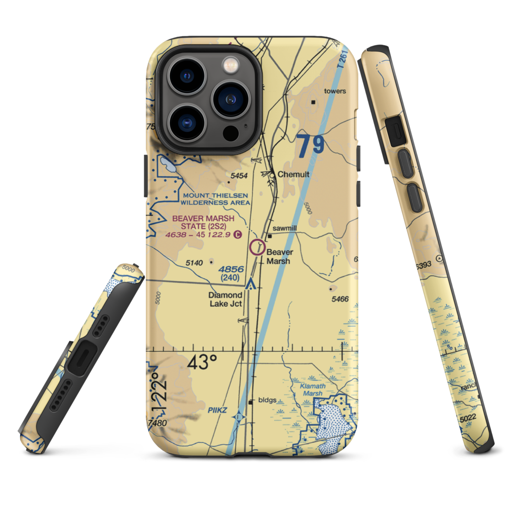 Beaver Marsh State Airport (2S2) VFR Sectional  Tough iPhone Case iPhone 13 Pro Max model shown