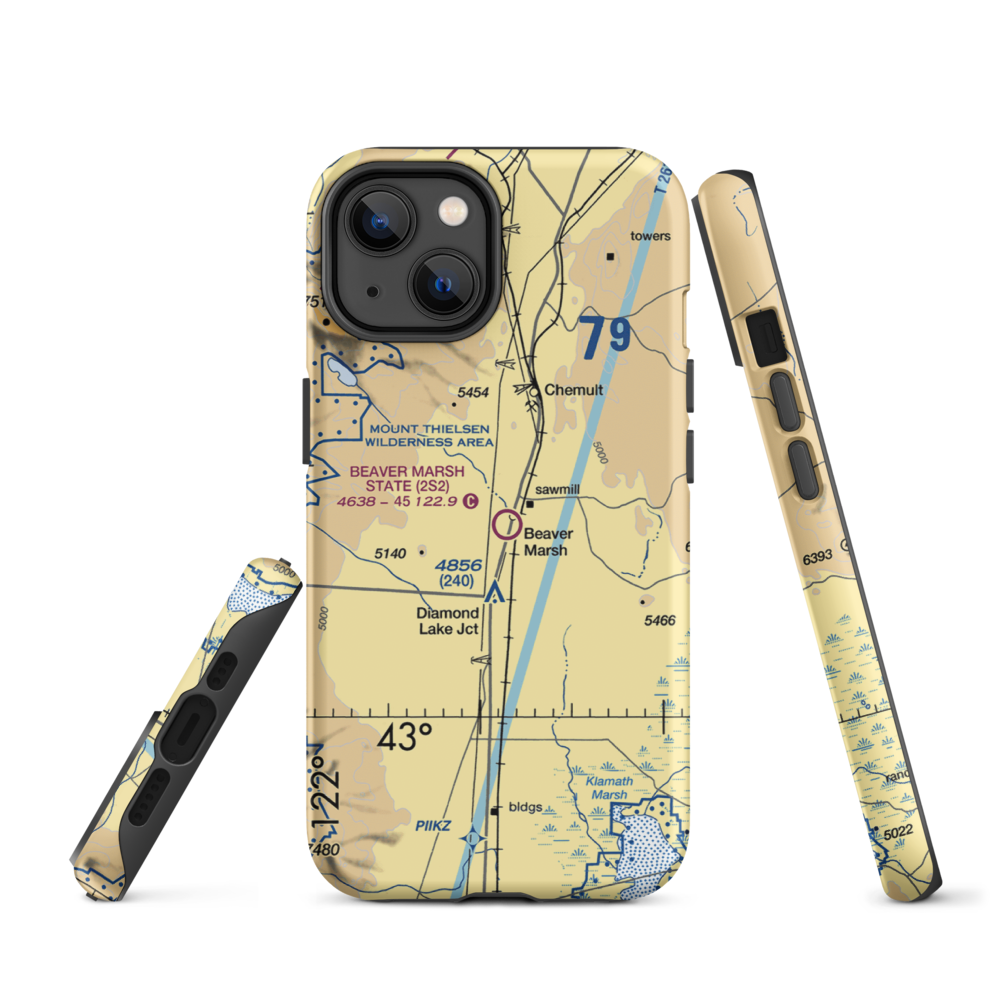 Beaver Marsh State Airport (2S2) VFR Sectional  Tough iPhone Case iPhone 14 model shown