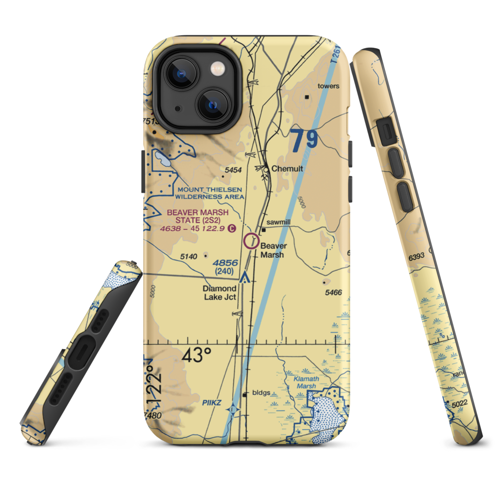 Beaver Marsh State Airport (2S2) VFR Sectional  Tough iPhone Case iPhone 14 Plus model shown