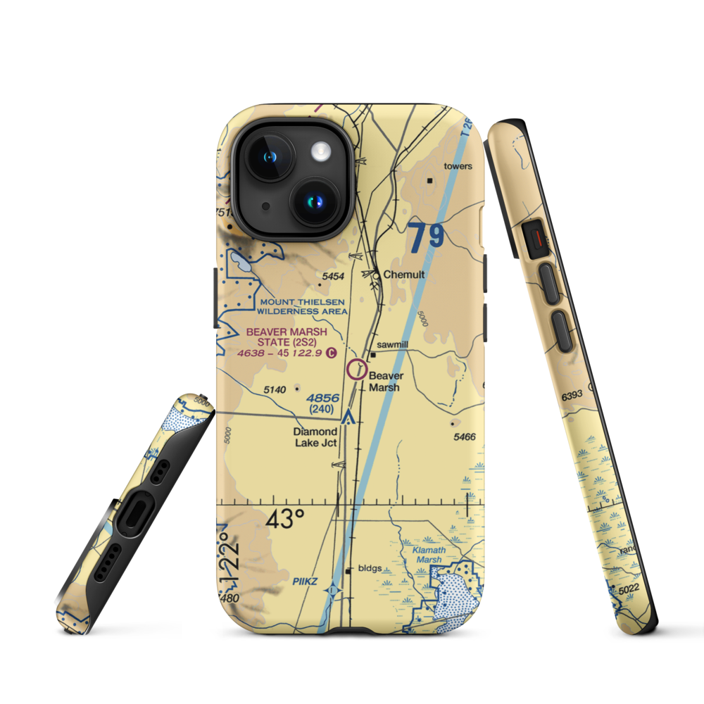Beaver Marsh State Airport (2S2) VFR Sectional  Tough iPhone Case iPhone 15 model shown