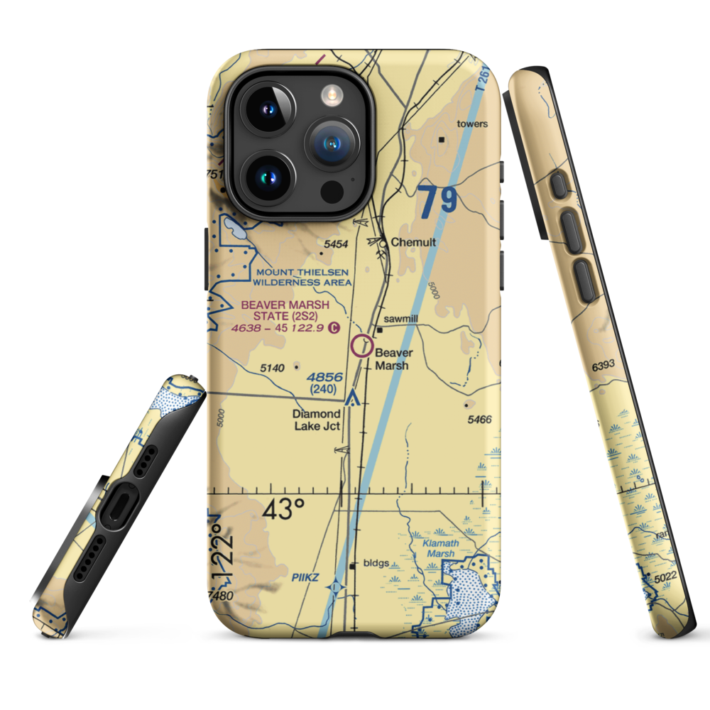 Beaver Marsh State Airport (2S2) VFR Sectional  Tough iPhone Case iPhone 15 Pro Max model shown