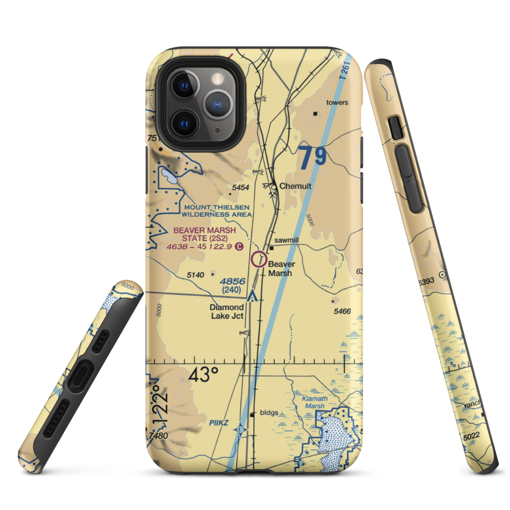 Beaver Marsh State Airport (2S2) VFR Sectional  Tough iPhone Case iPhone 11 Pro Max model shown
