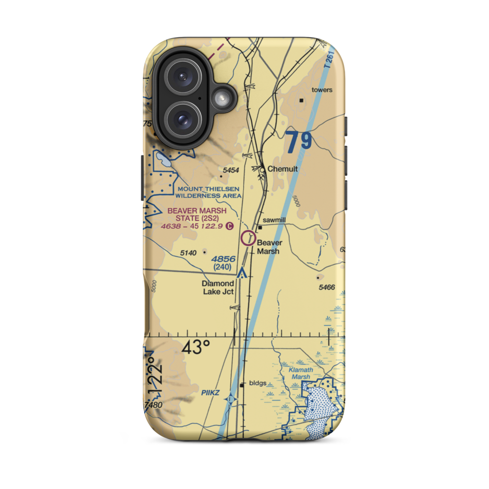 Beaver Marsh State Airport (2S2) VFR Sectional  Tough iPhone Case iPhone 16 Plus model shown