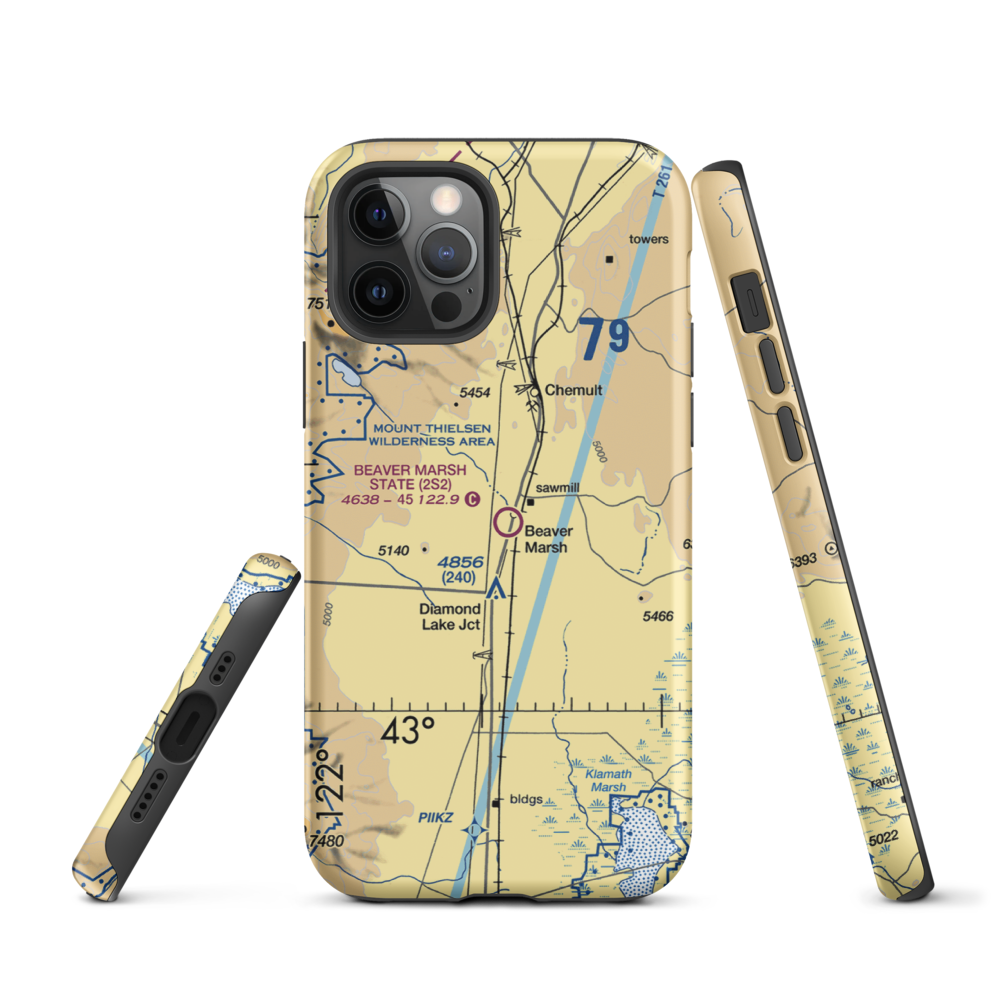 Beaver Marsh State Airport (2S2) VFR Sectional  Tough iPhone Case iPhone 12 Pro model shown