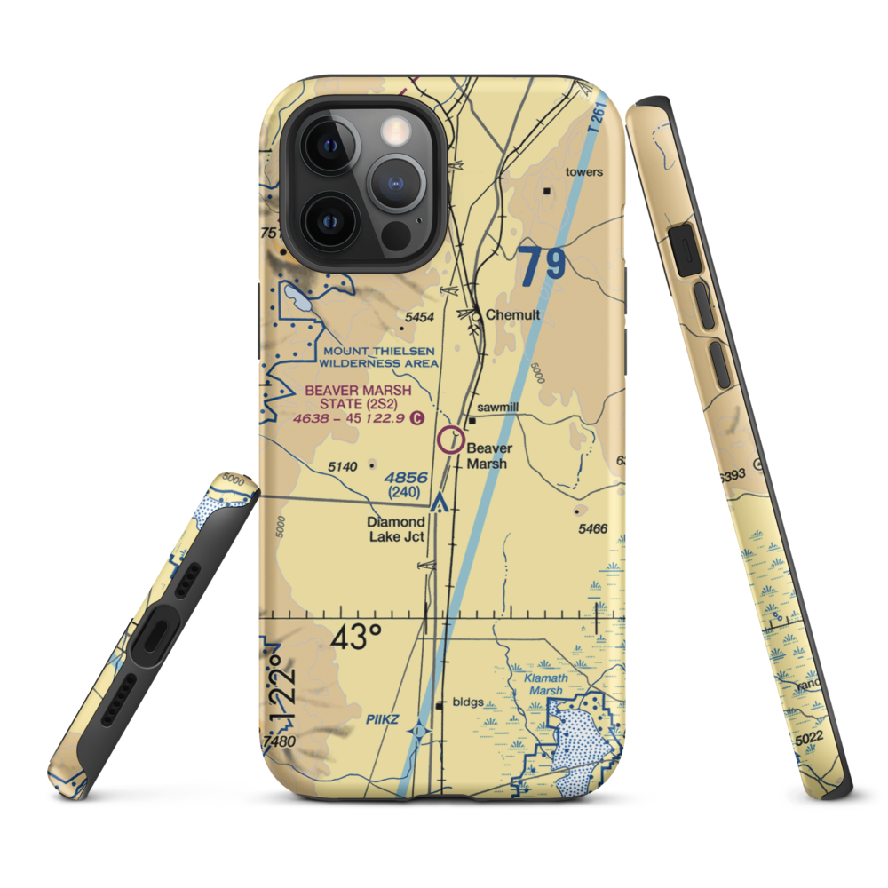 Beaver Marsh State Airport (2S2) VFR Sectional  Tough iPhone Case iPhone 12 Pro Max model shown