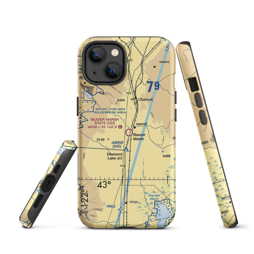 Beaver Marsh State Airport (2S2) VFR Sectional  Tough iPhone Case iPhone 13 model shown