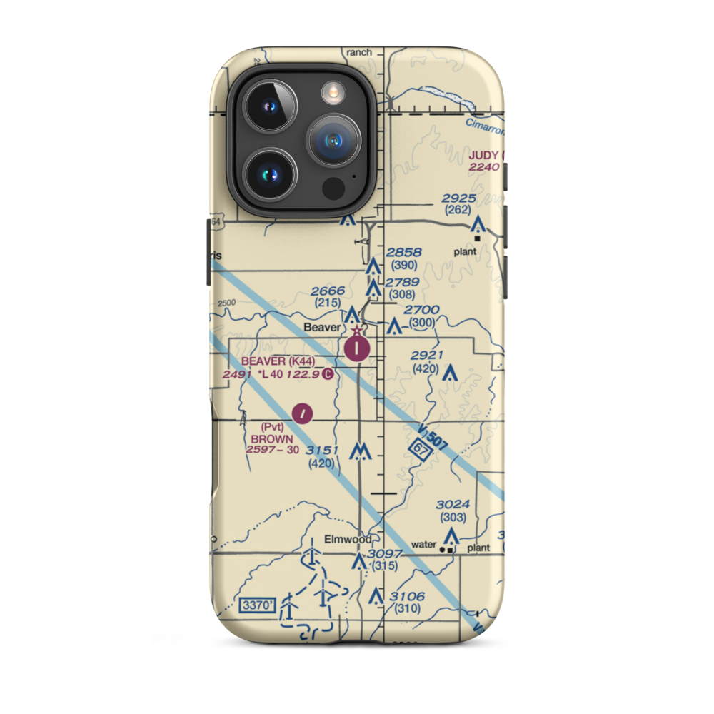 Beaver Municipal Airport (K44) VFR Sectional  Tough iPhone Case iPhone 16 Pro Max model shown