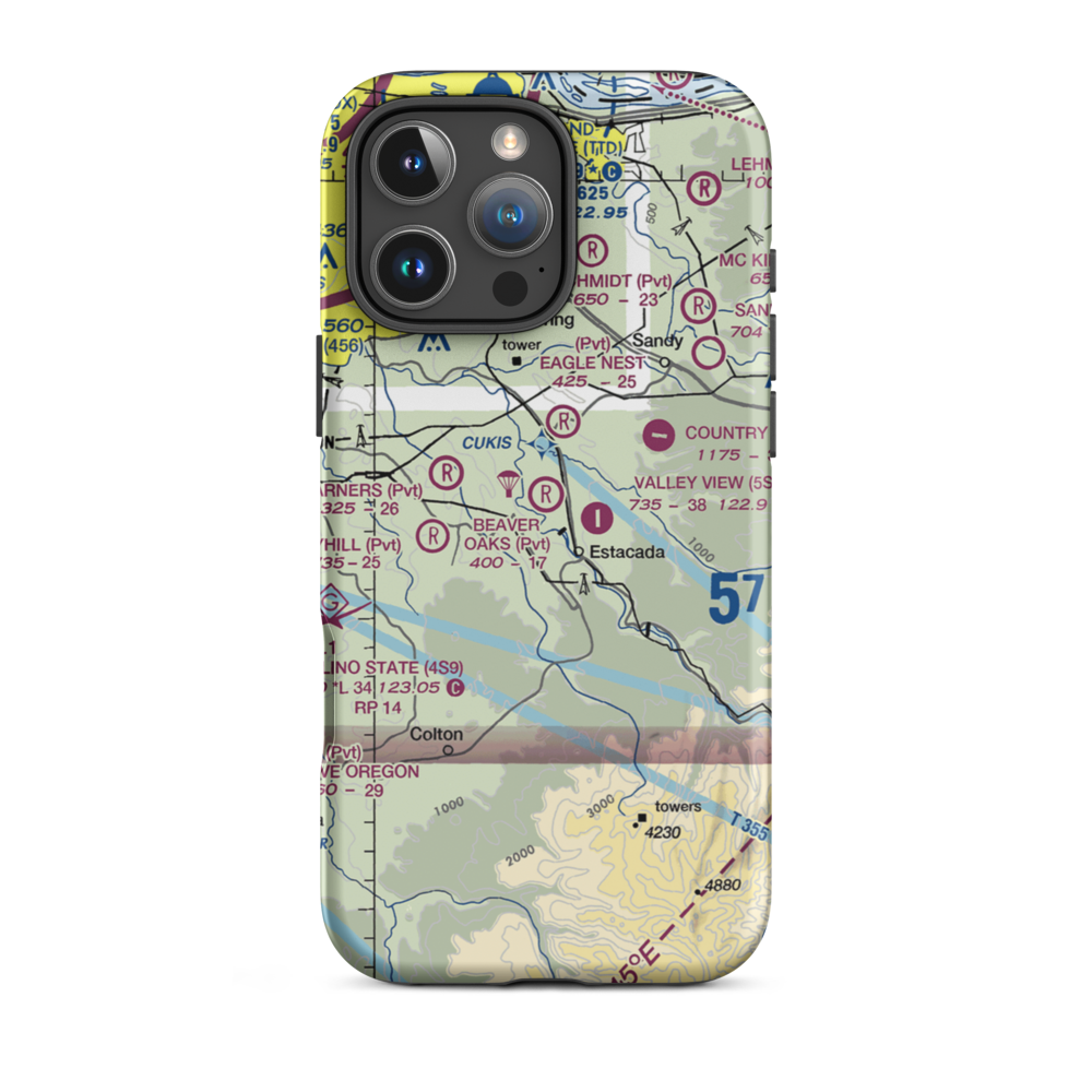 Beaver Oaks Airport (OR66) VFR Sectional  Tough iPhone Case iPhone 16 Pro Max model shown