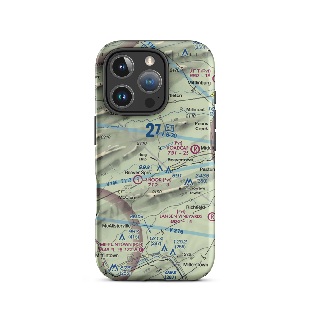 Beaver Springs Airport (PA39) VFR Sectional  Tough iPhone Case iPhone 16 Pro model shown
