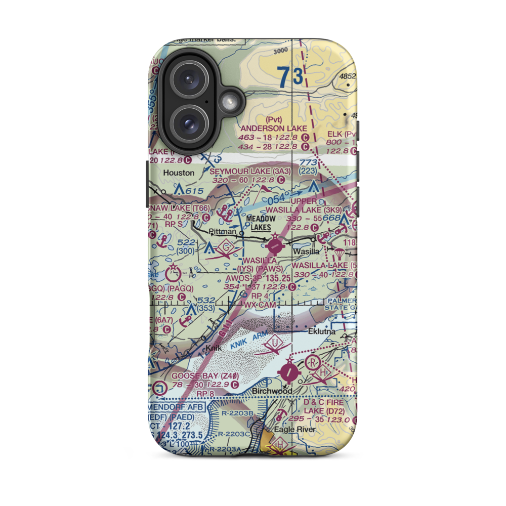 Bechtol Field (56AK) VFR Sectional  Tough iPhone Case iPhone 16 Plus model shown