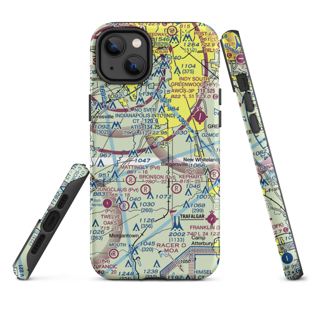 Beck Airport (IN64) VFR Sectional  Tough iPhone Case iPhone 14 Plus model shown