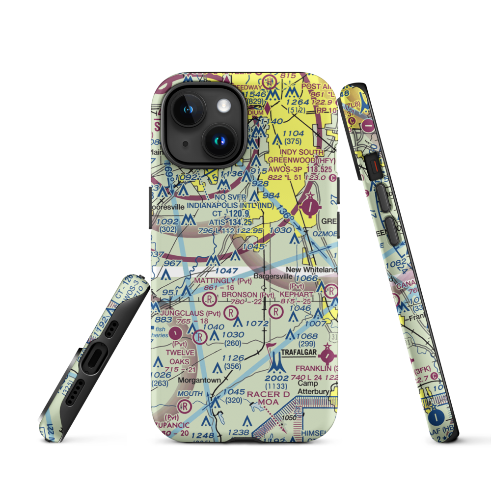 Beck Airport (IN64) VFR Sectional  Tough iPhone Case iPhone 15 model shown