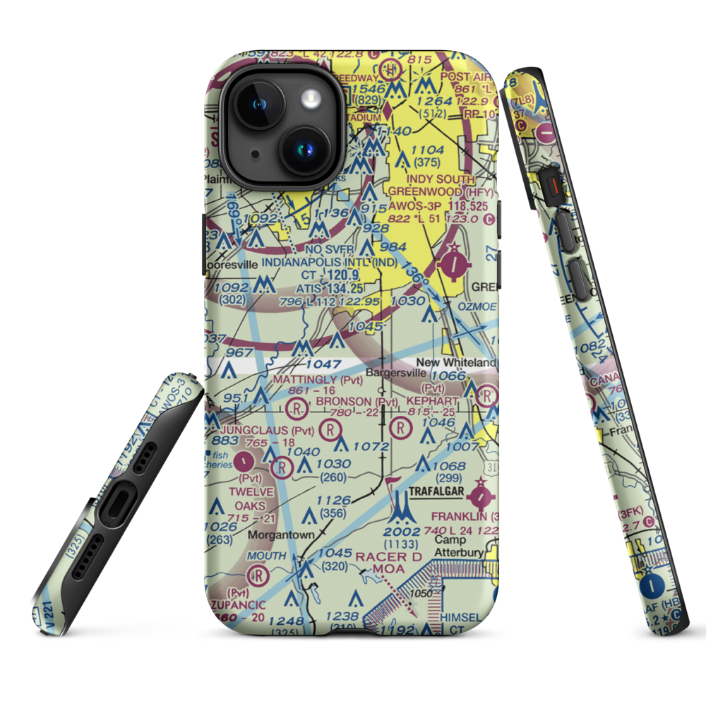 Beck Airport (IN64) VFR Sectional  Tough iPhone Case iPhone 15 Plus model shown