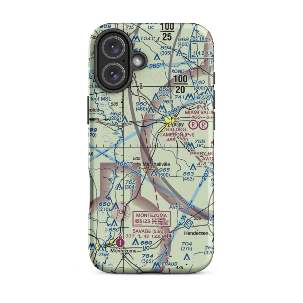 Beckley Farms Airport (1GE4) VFR Sectional  Tough iPhone Case iPhone 16 Plus model shown