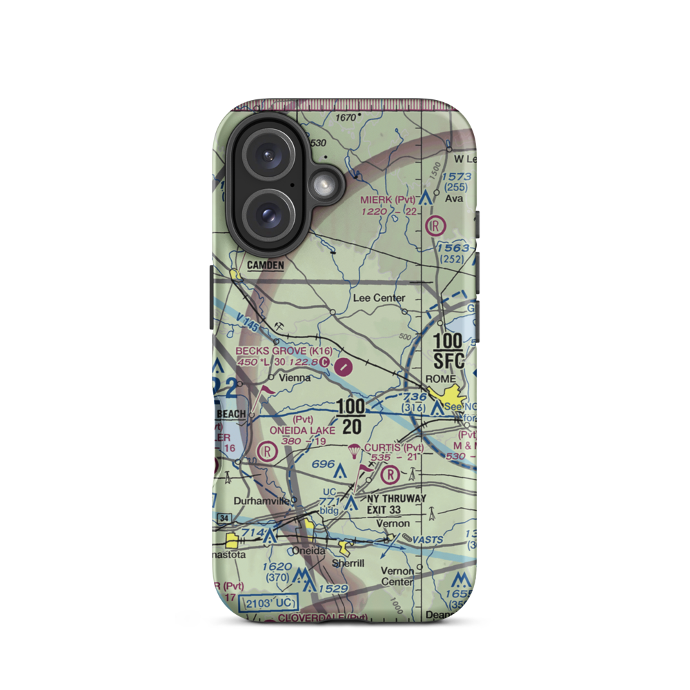 Becks Grove Airport (K16) VFR Sectional  Tough iPhone Case iPhone 16 model shown