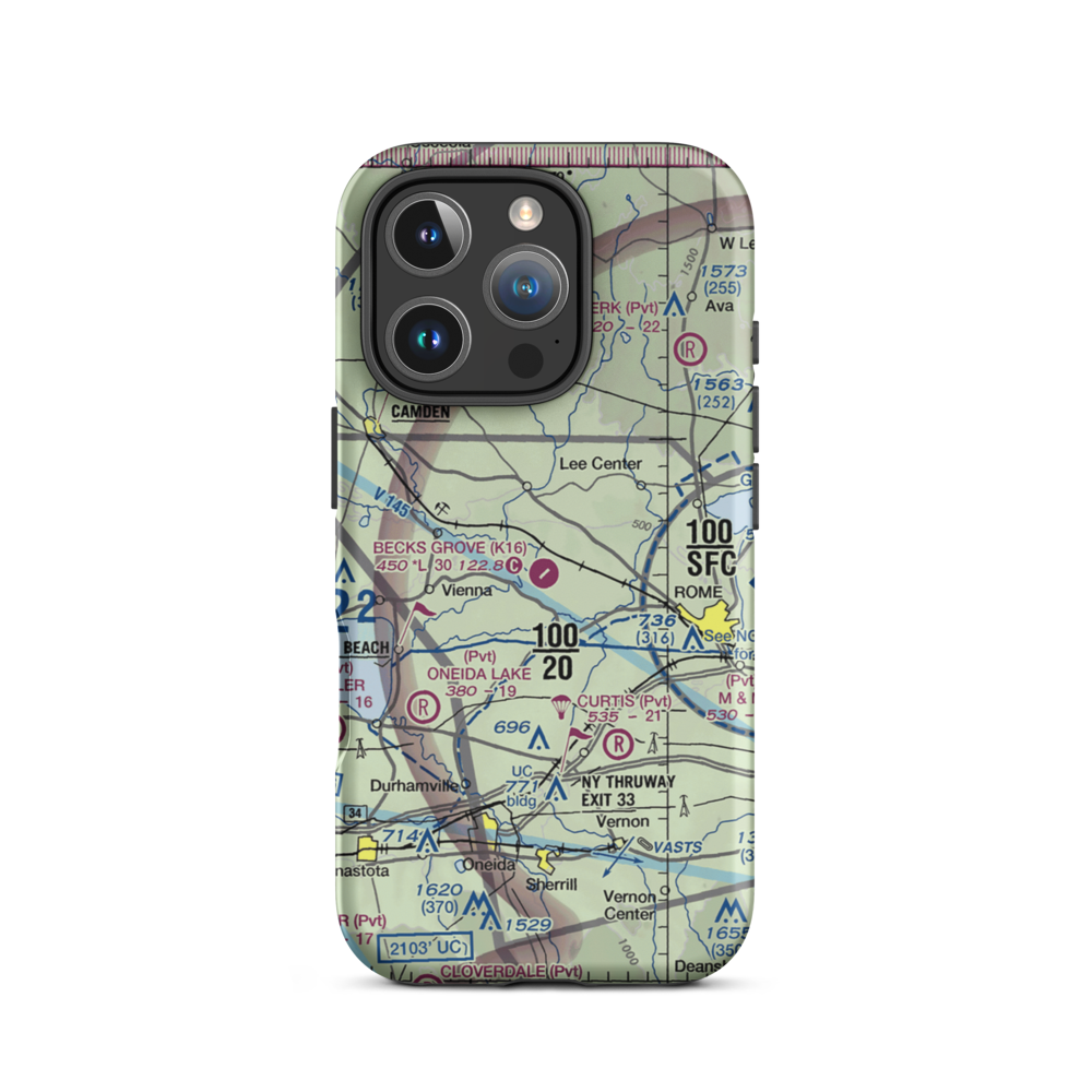 Becks Grove Airport (K16) VFR Sectional  Tough iPhone Case iPhone 16 Pro model shown