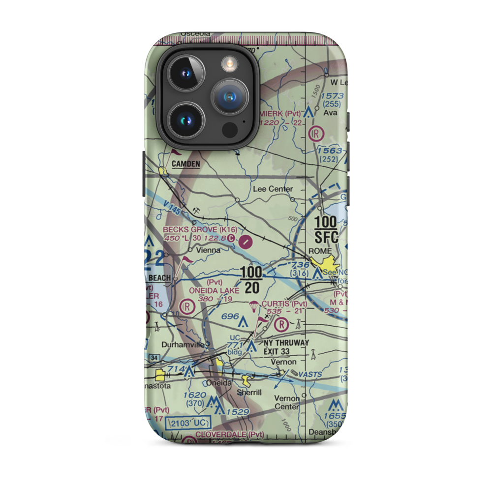 Becks Grove Airport (K16) VFR Sectional  Tough iPhone Case iPhone 16 Pro Max model shown