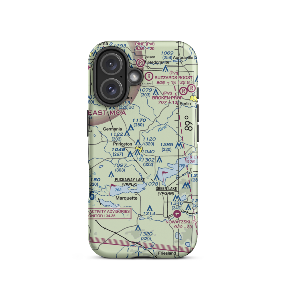 Bed-Ah-Wick Field (1WI3) VFR Sectional  Tough iPhone Case iPhone 16 model shown