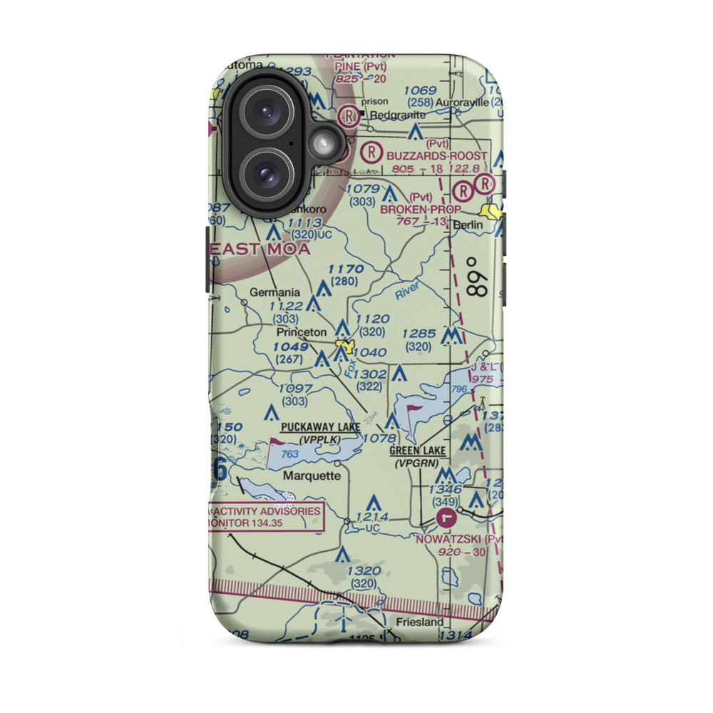 Bed-Ah-Wick Field (1WI3) VFR Sectional  Tough iPhone Case iPhone 16 Plus model shown