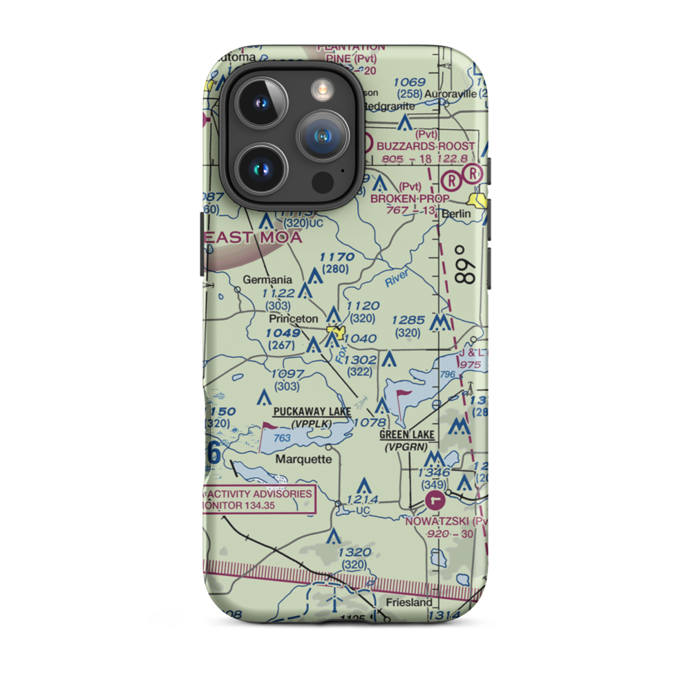 Bed-Ah-Wick Field (1WI3) VFR Sectional  Tough iPhone Case iPhone 16 Pro Max model shown