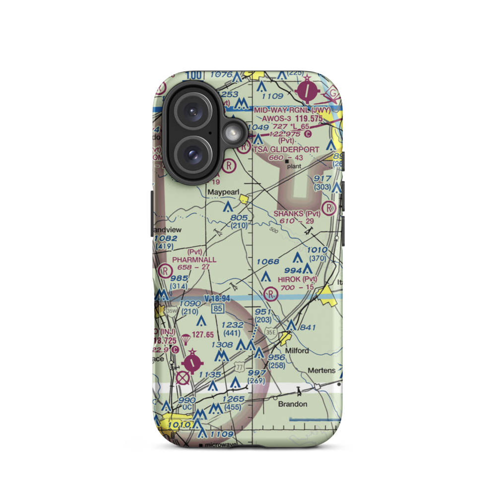 Bee Creek Airport (34TE) VFR Sectional  Tough iPhone Case iPhone 16 model shown