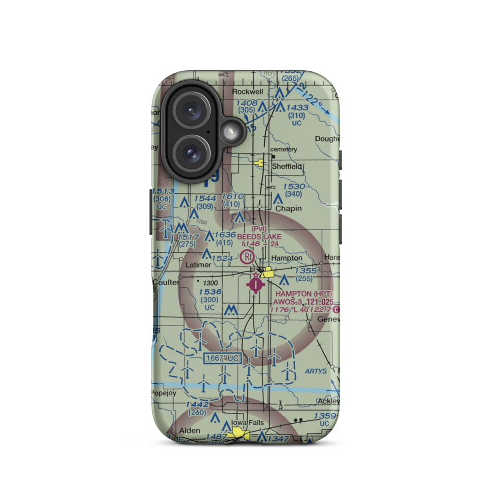 Beeds Lake Airport (IA31) VFR Sectional  Tough iPhone Case iPhone 16 model shown