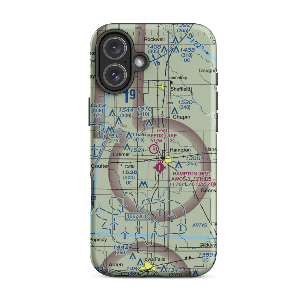 Beeds Lake Airport (IA31) VFR Sectional  Tough iPhone Case iPhone 16 Plus model shown
