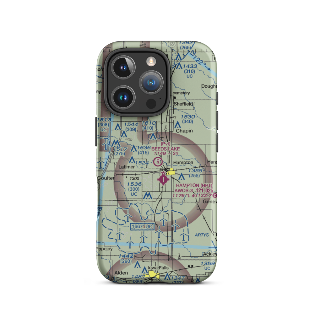 Beeds Lake Airport (IA31) VFR Sectional  Tough iPhone Case iPhone 16 Pro model shown