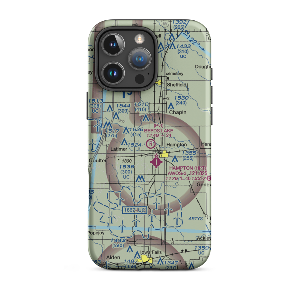 Beeds Lake Airport (IA31) VFR Sectional  Tough iPhone Case iPhone 16 Pro Max model shown