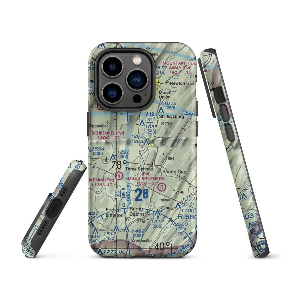 Beers Farm Airport (PN73) VFR Sectional  Tough iPhone Case iPhone 14 Pro model shown